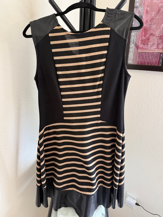 Green Envelope Tops - Green Envelope Black and Tan Striped Sleeveless A-Line Tunic